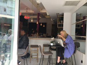 A look inside the venue, from the outside at Plant Bar in New York City