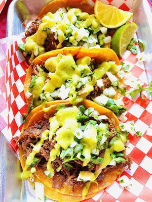 Jackfruit carnitas tacos  at Viva Vegan in Colton