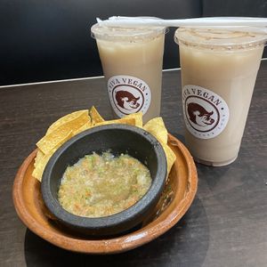 Chips n’ Salsa & Two Large Horchatas  at Viva Vegan in Colton