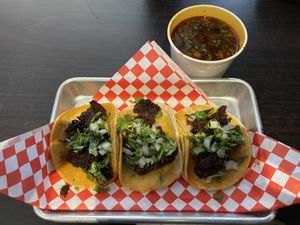 Birria tacos- yum!  at Viva Vegan in Colton