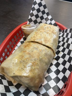 Cali burrito with asada    at Viva Vegan in Colton