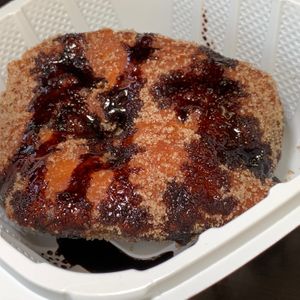 Vegan Churro Donut w/ Chocolate Syrup at Viva Vegan in Colton