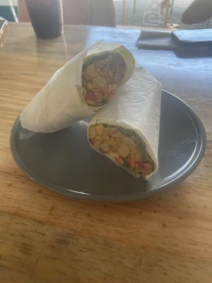 Creamy Curried chickpea wrap (vegan mayo sauce)  at IRIE in San Juan Del Sur
