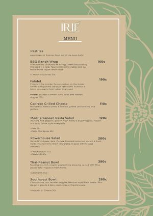 Menu !   at IRIE in San Juan Del Sur