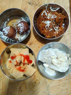 Our desserts, gullab jamun, hawar allwa, kulfie and kheer at Mini Taj in Oaxaca
