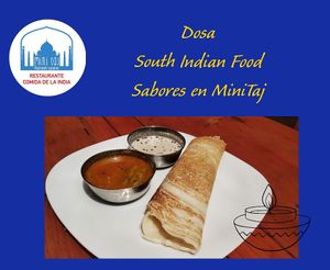 Dosa Is an authentic South indian Dish created with dhal flour and Coconut chutney  at Mini Taj in Oaxaca
