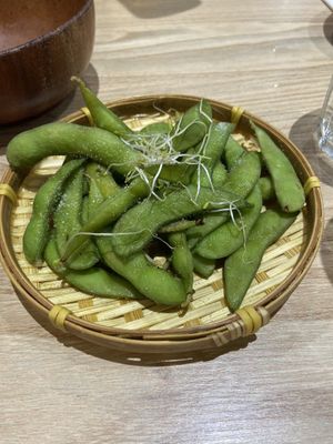 Vegan set menu - course 1 - edamame   at Yuki in the Hills in Aldgate