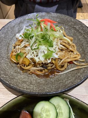 Vegan set menu - course 4 - main - yaki udon  at Yuki in the Hills in Aldgate
