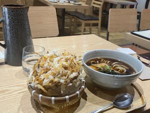 Kaki-age udon. Accompanied by a big nest of tempura for adding    at Yuki in the Hills in Aldgate