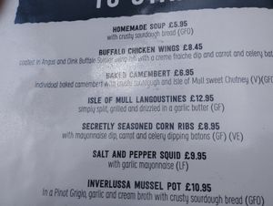 Vegan choice at Macgochans in Isle Of Mull