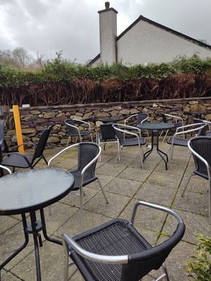 Exterior seating at Pantri in Llanberis