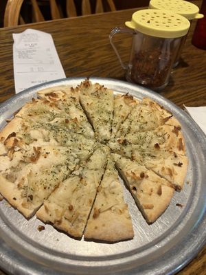 Garlic chips with vegan cheesee  at Lake Tahoe Pizza Company in South Lake Tahoe