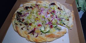 $22.90 Vegan California Cuisine Pizza with olive oil and garlic at Lake Tahoe Pizza Company in South Lake Tahoe