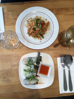 Papaya Salad and Veg Spring Roll  at Kapunka - Cardinet in Paris