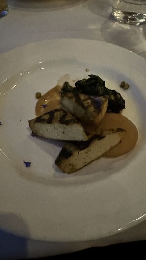 Tofu with tahini yellow beat and garlic spinach   at Alma in Minneapolis