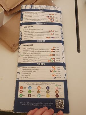 Menu at Casablanca  in Guardamar Del Segura