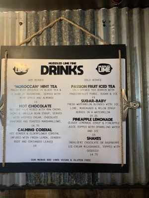 Drinks menu  at Muddled Lime in Long Buckby