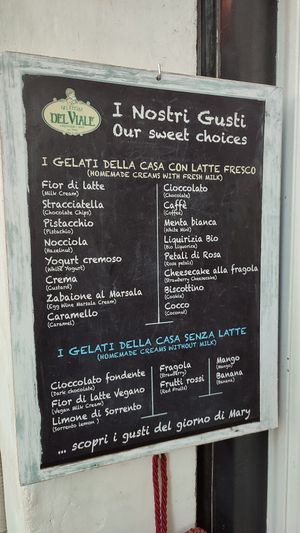 The menu at Gelateria del Viale in Rome