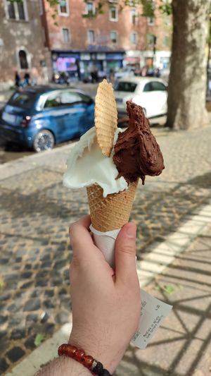 Dark chocolate and cream flavour at Gelateria del Viale in Rome