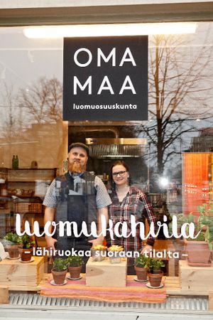 Restaurant seen from outside at Oma Maa in Helsinki