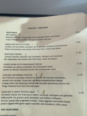 Menu 2  at Sairaz Indian Fusion in Brunnen