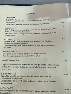 Menu 4  at Sairaz Indian Fusion in Brunnen