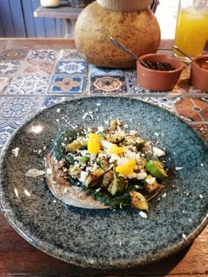 Taco with vegan cheese at Quelite in Coatepec