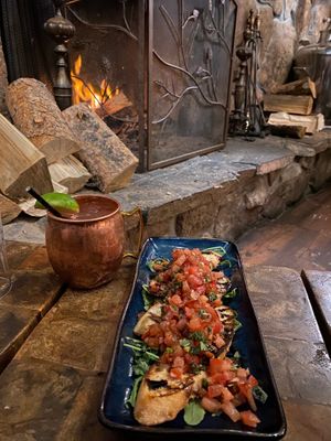 Bruschetta and Moscow Mule  at Idlewild Spirits Brewpub and Restaurant in Winter Park