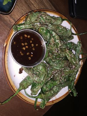 shishito peppers!   at Idlewild Spirits Brewpub and Restaurant in Winter Park