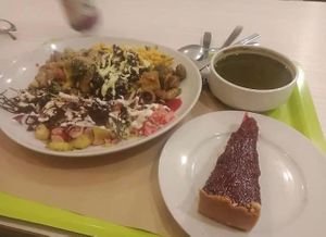 Soup, salad, and dessert  at Macrobiotic Zen in Barcelona
