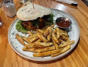 Falafel burger  at El Jardin De Frida - Maybe closed in La Fortuna