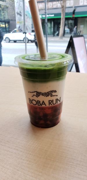 Strawberry Matcha with Oat Milk at Boba Run in Vancouver
