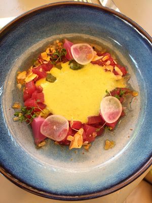 Starter - smoked watermelon at Me & Mrs P in Velp