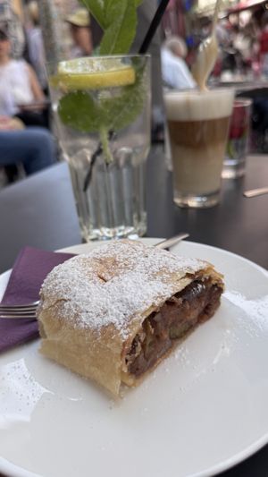 Strudel with plum and walnuts  at Strudel Cafe Kröll in Innsbruck