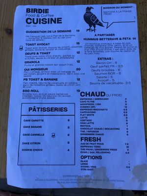 The menu: not much for vegans at Birdie in Geneva