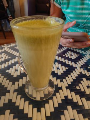 matcha latte at World Peace Cafe in Northampton