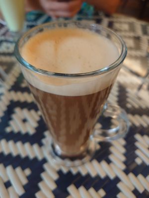 Oat, Carmel latte at World Peace Cafe in Northampton