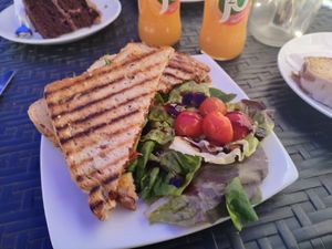 Vegan feast toastie at World Peace Cafe in Northampton