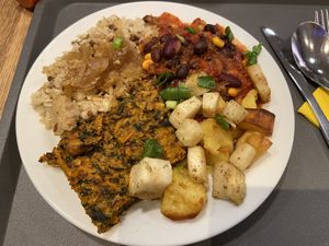 Medium plate with yummie food  at Mensa Mensa in Rotterdam