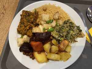 Large plate with yummie food. Especially the lasagne with cream sauce was fantastic at Mensa Mensa in Rotterdam