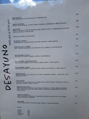 Breakfast menu at MACANELA in Guanajuato