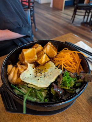 Bibimbap tofu (with egg) at Honey Bee's in Yarmouth