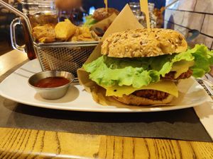 Double chick'n burger at Goiko Grill in Oviedo