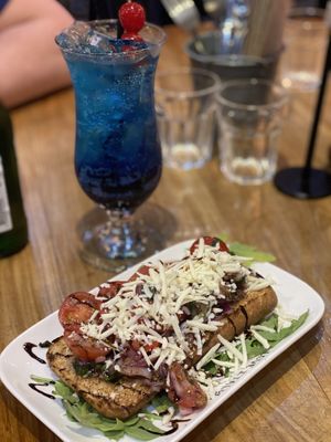 Bruschetta with vegan cheese and the virgin tingle  at Love Italy in Surfers Paradise