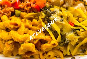 Mac and cheeze, kale and cabbage   at Di-Vine Plant Based Cuisine in Forest Park