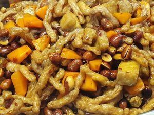 Tofu con carne de soya vegano at Okinawa Comida Rapida in Santiago