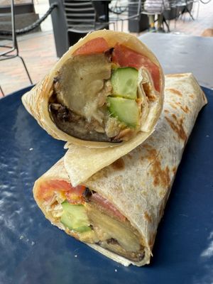 Eggplant wrap, hold the egg   at anoush'ella in Boston