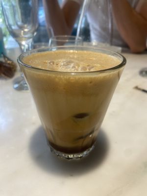 Ice cappuccino with coconut milk (in the end the layers set like they should - this is due to the fact that it’s not dairy)  at Zampano in Athens