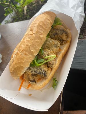 Crispy mushroom banh mi at Kaffir Lime Cafe & Vietnamese Restaurant in Milton