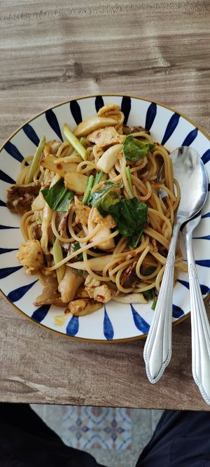 Tom Yum with pasta at Green Dining in Hua Hin